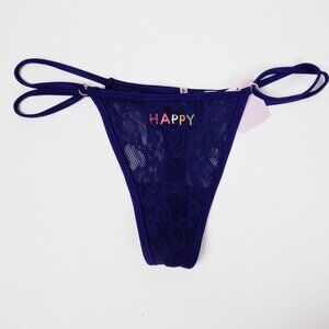 nwt VS PINK lace mesh floral thong blush love